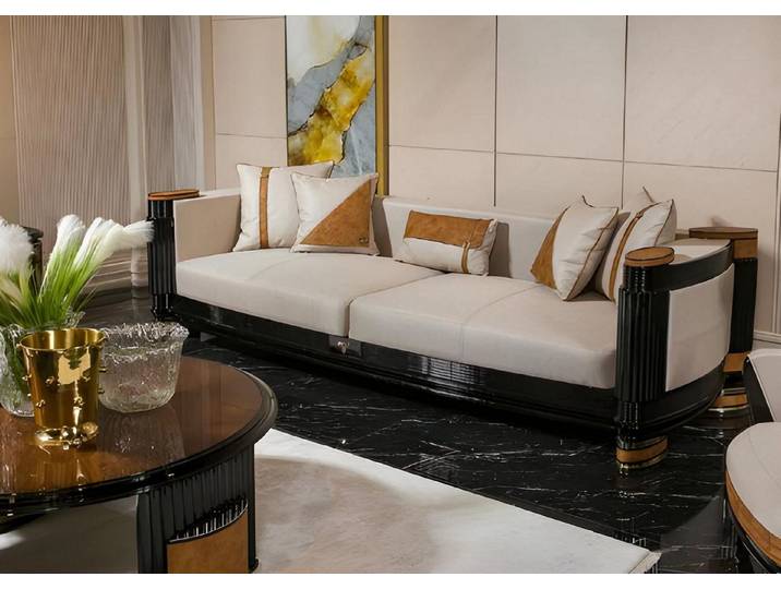 JVmoebel 3-Sitzer Luxuriöses Weißes Polstersofa Designer 3-Sitzer Wohnzimmer Couch, 1 Teile