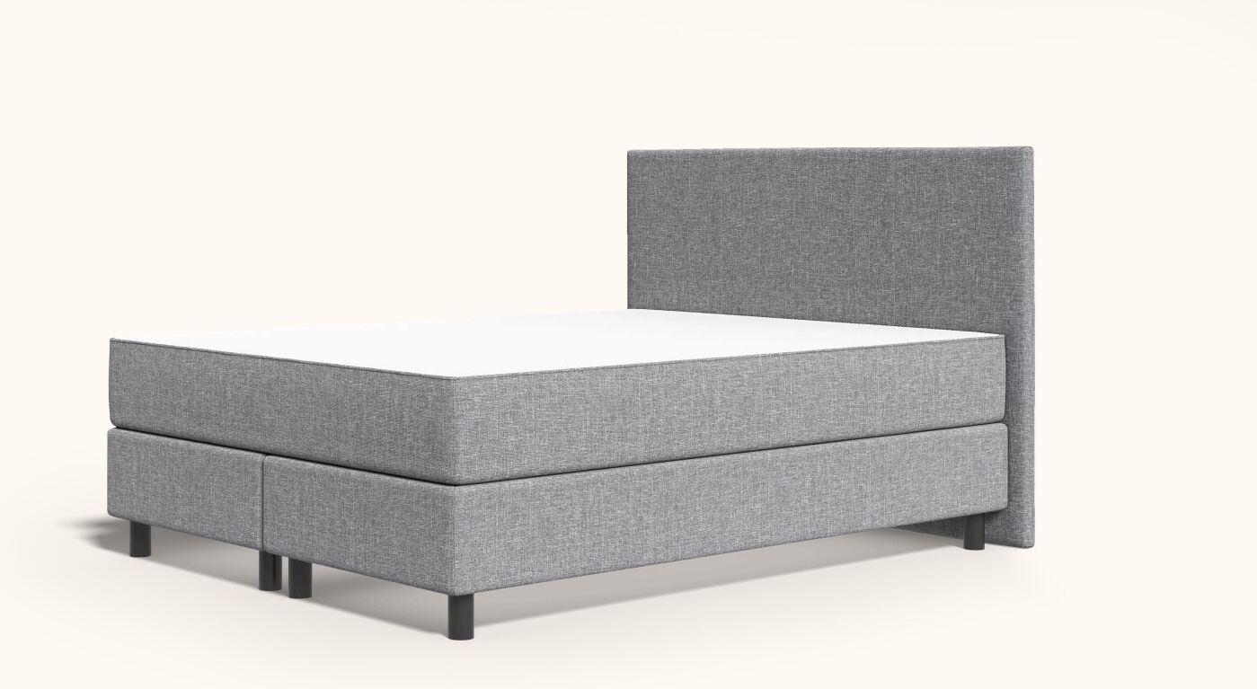 Emma Original Boxspringbett Komfort 160x200cm - hellgrau - Füße Schwarz - Kopfteil klassisch