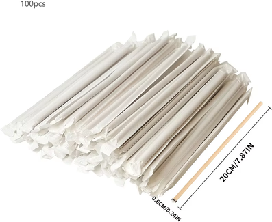 The Handy Homestead Premium Individually Wrapped Eco Friendly Paper Straws For Juices, Coffee & Partie 100pcs 20cm