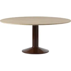 Midst Tisch 160 cm rund helle Eiche auf rotem Bein