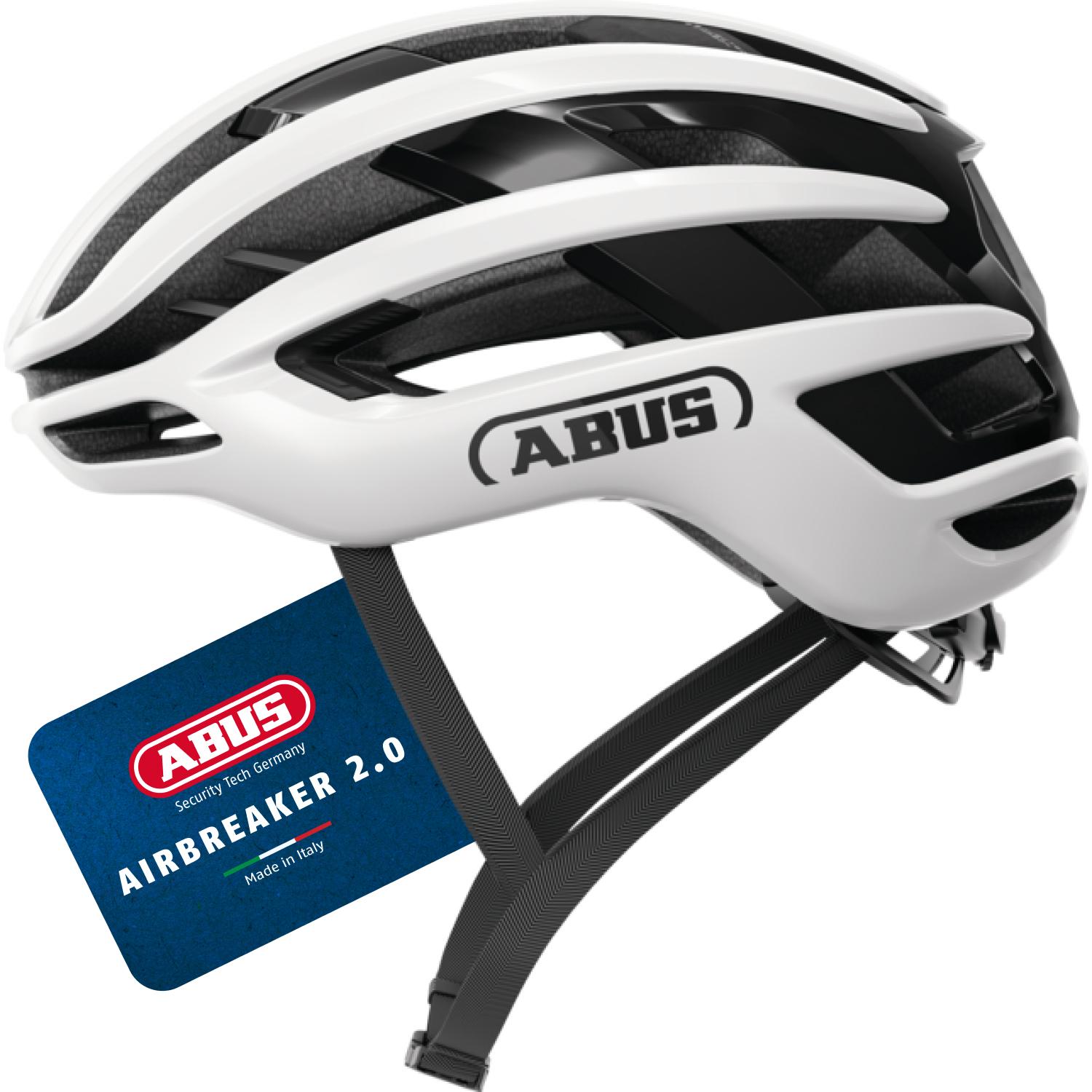 ABUS Rennradhelm AirBreaker 2.0 - leichter Fahrradhelm mit Fokus auf Belüftung, Aerodynamik, icherheit und Komfort für professionellen Radsport - für Frauen und Männer - weiß, Größe S (51-55 cm)