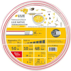 Lilie Native Trinkwasserschlauch für Warmwasser 10x18 mm (50m Rolle)