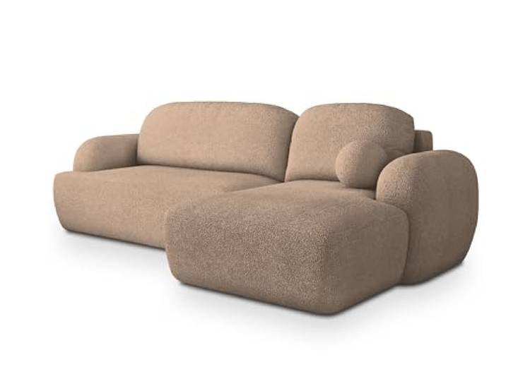 Masseno Ecksofa MODENZA N R-S mit Schlaffunktion L-Form, Sofa mit Bettkasten, Wohnzimmersofa, Couch, Soffa, Bettsofa, Couchgarnitur- Beige, Now OR Never 05