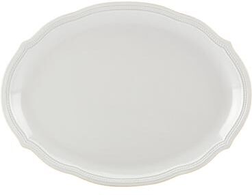 "Lenox French Perle Bead White 16"" Oval Serving Platter"
