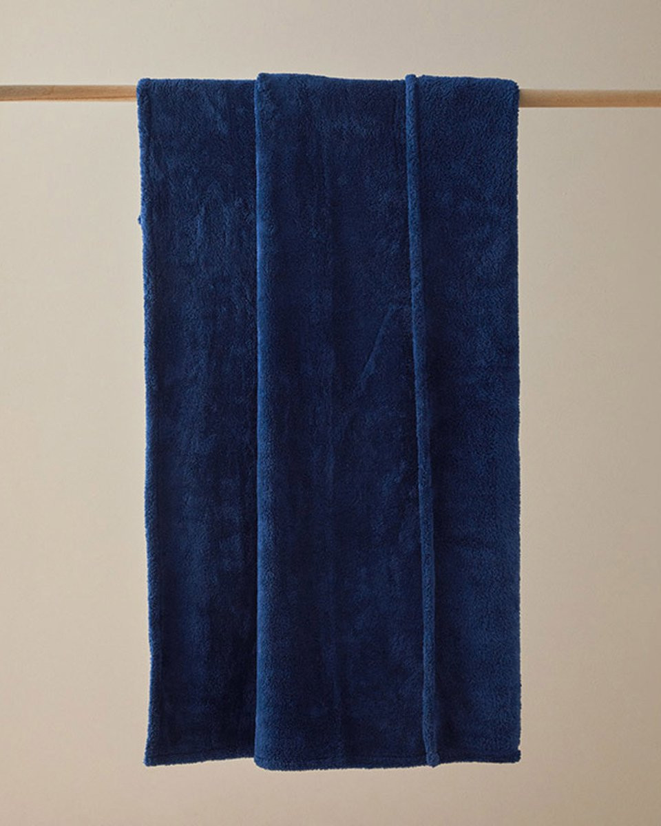 English Home Plaid Fleece Woon Deken Donkerblauw 120 x 170 cm