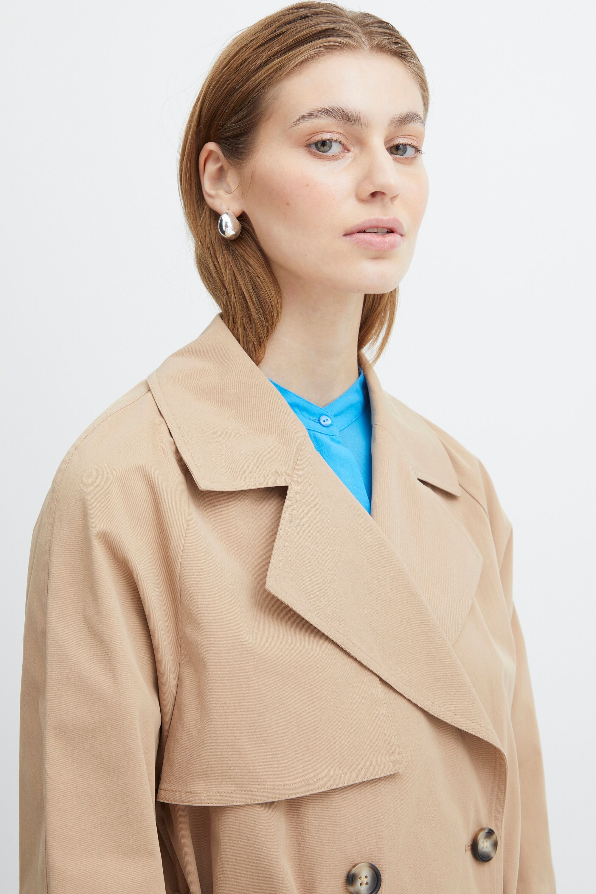 Langjacke ICHI "IHELOVA JA", Damen, Gr. 44, beige (tannin), Obermaterial: 100% Polyester PES., Jacken Langjacke