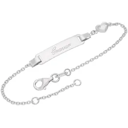 trendor 21628 Gravur-Armband für Kinder mit Herz Silber Namensband 16/14 cm