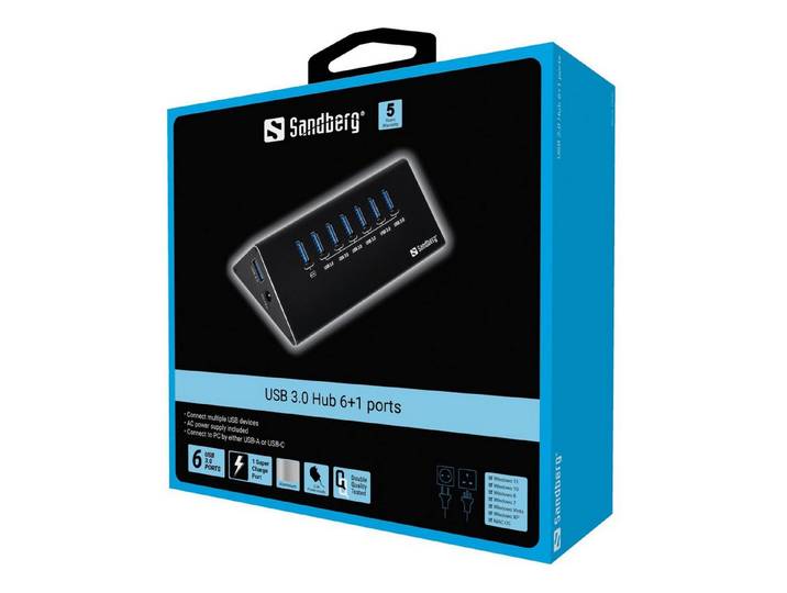 Sandberg Laptop-Dockingstation USB 3.0 Hub 7 ports - Hub - 7 x SuperSpeed USB 3.0