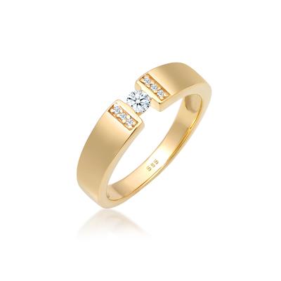 Verlobungsring ELLI DIAMONDS "Ring Diamant Weiß Brillantschliff (0.14 ct) 585 Gelbgold" Gr. 54, gold, Fingerringe, Damen, 54, Gelbgold 585, Verlobungsring