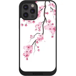 Nivocase Handyhülle für Apple iPhone 12 Pro Max Hülle NIVOpure Case Schwarz Asien Japan Kirschblüten (Apple iPhone 12 Pro Max), Smartphone Hülle, Schwarz