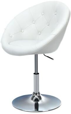 Costway 1 Piece Adjustable Modern Swivel Round Tufted-White