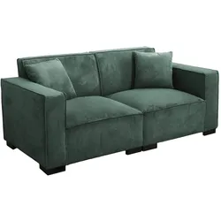 Oviala Business Gerades 2-Sitzer-Cordsofa, dunkelgrün, 180 cm breit
