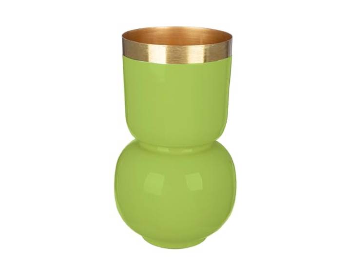 GILDE Vase Roro - Metall - grün glänzend - Höhe 31cm x Ø 18cm - Blumenvase