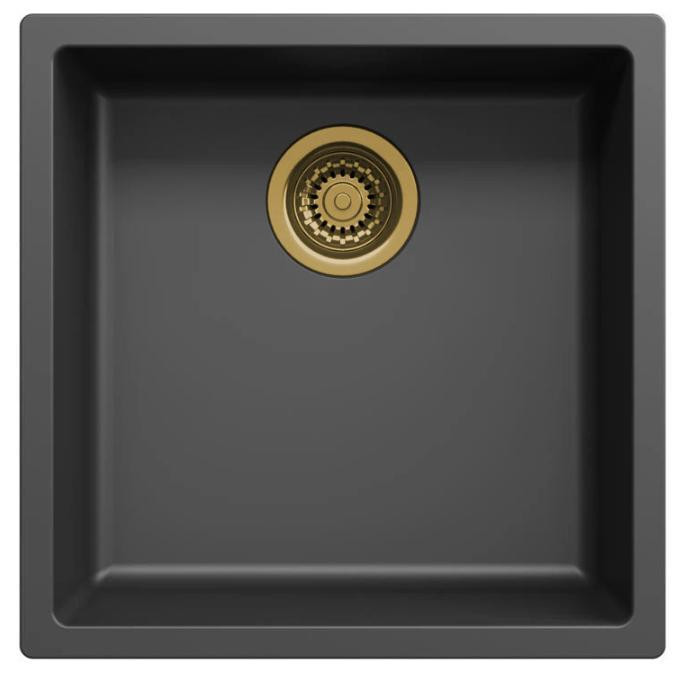 Gold Pure Pure.Sink Keukenwastafel, Zwart, Breedte: 40 cm, Diepte: 40 cm
