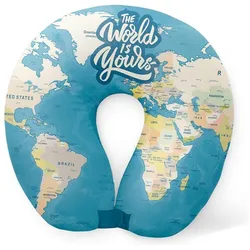 Total Juggling iTotal - Neck Pillow - BLUE MAPS (XL1859), Reisekissen, Mehrfarbig, Blau