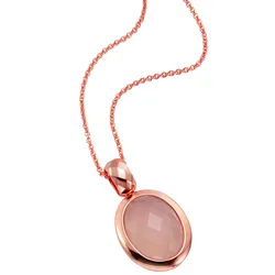 Jamelli Anhänger mit Kette 925 Silber rosé vergoldet mit Chalcedon
