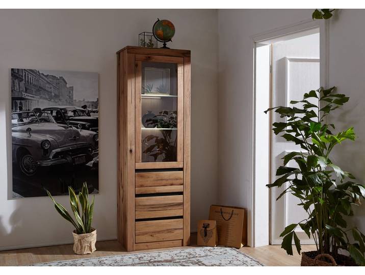 Vitrine 62x42 Chênes sauvage et lombard huilé Bois naturel MONTREUX #121