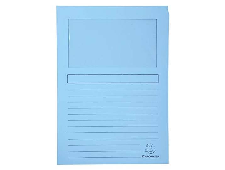 Exacompta 100 Chemises Fenêtre sans plastique Super Bleu clair