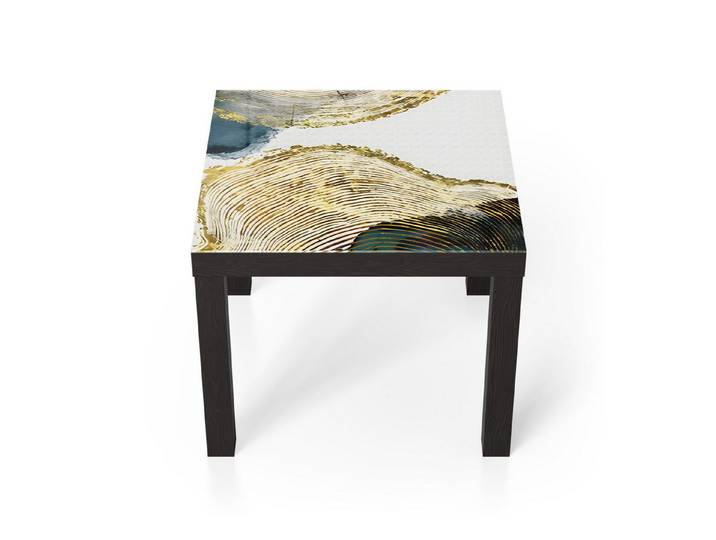 DEQORI Couchtisch 'Goldene Jahresringe', Glas Beistelltisch Glastisch modern
