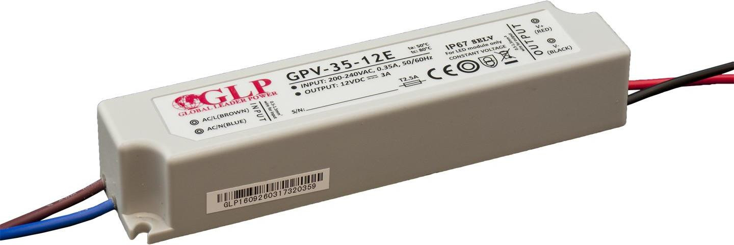 GLP Voeding 12V/3A IP67 Flikkervrij