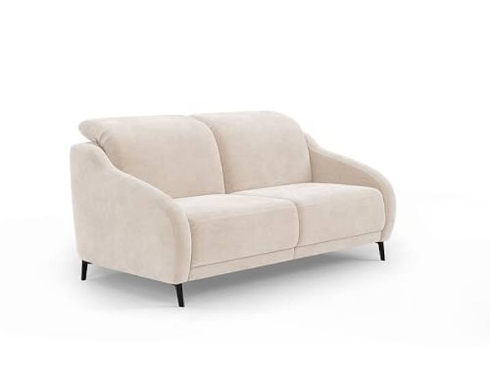 CAVADORE 2,5er-Sofa Blue / 2,5-Sitzer Couch im modernen Design mit zweifacher motorischer TV-Funktion Inkl. Kopfteilverstellung und mattschwarzen Metallfüßen / 172 x 93 x 104 / Mikrofaser, Beige