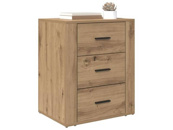 KTHLBRH Nachtschrank Eiche Handwerk 35 x 50 x 60 cm Mehrschichtholz, 3 Schubladen, robuste Struktur, rustikales Design, einfache Montage