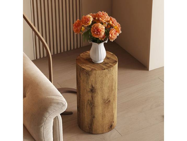 Table basse ronde - ZEVKOR - Ronde - MDF aspect bois - Livrée montée - Charge 90 kg
