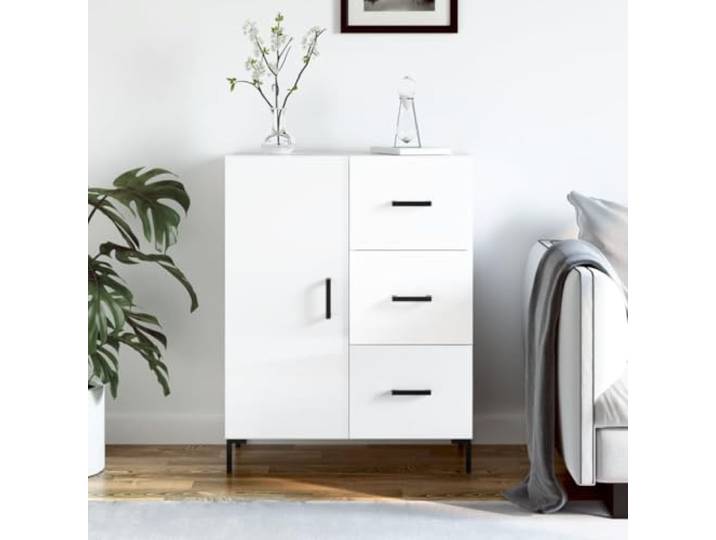 HEFZGDB Klassisches Sideboard Holzwerkstoff mit Schubladen und Tür für Wohnzimmer Aufbewahrung, Hochglanz Sideboard Stauraum mit 3 Schubladen und 2 Fächern