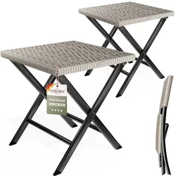 CASARIA® 2x Polyrattan Klapphocker 120kg Belastbarkeit Creme