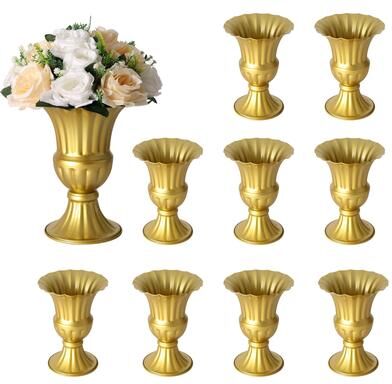 Garvee Gold Iron Compote Vase Set 6 or 10 Pcs Wedding Flower Candle
