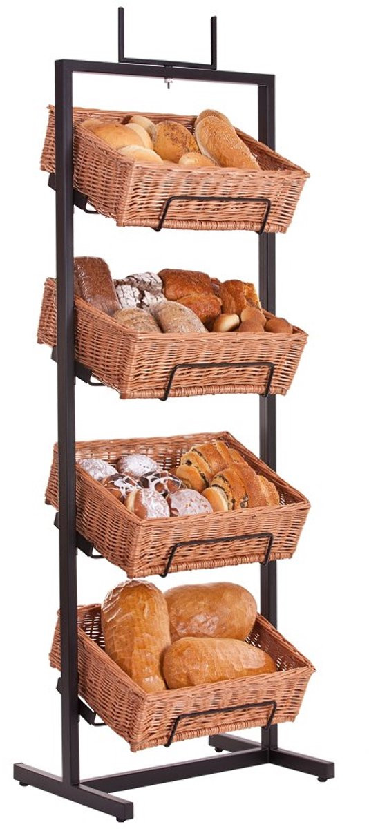 The Wicker Stories Opbergrek van Metaal met 4 Handgevlochten Rieten Manden