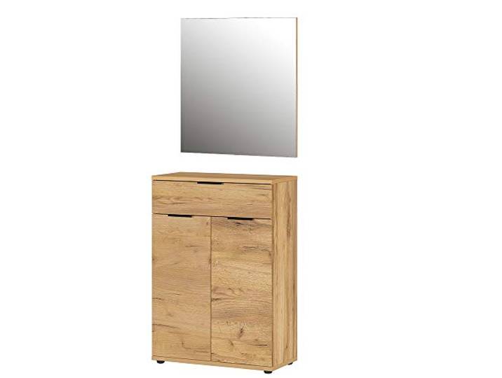 Germania 2-TLG. Garderoben-Set 8563-243 GW-Fremont, bestehend aus Schuhschrank und Spiegel, im Dekor Navarra-Eiche-Nb.
