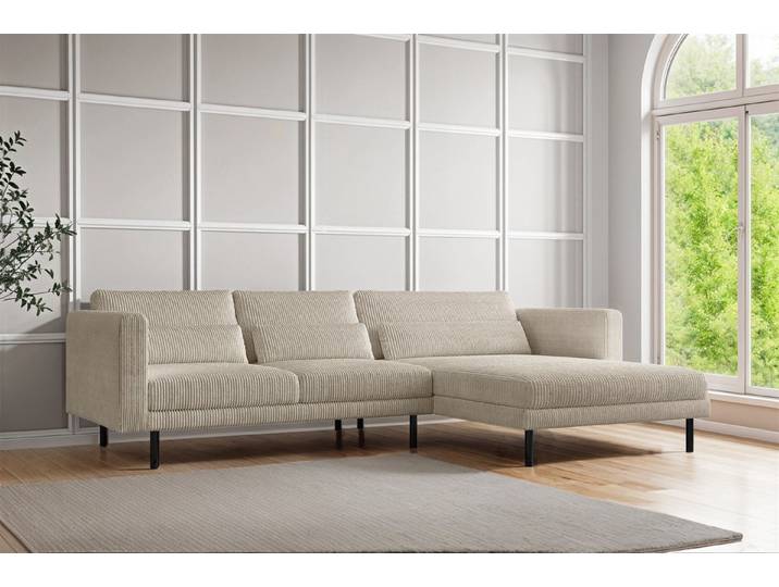 Fun Möbel Ecksofa Designersofa AGADA in Stoff, mit Ottomane Links oder Rechts, Rundumbezug