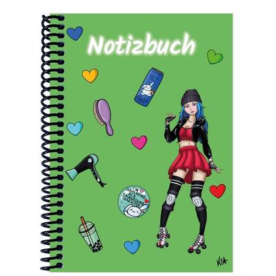 A 4 Notizbuch Manga Enora, grün, liniert