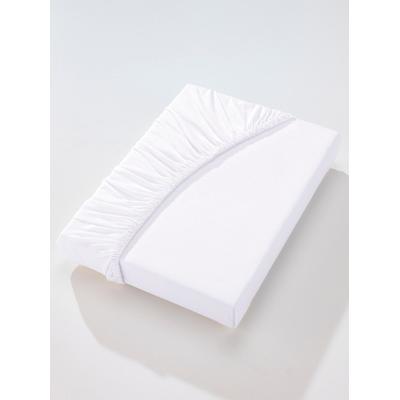 Betttuch WÄSCHEPUR Gr. 3, weiß, L:200cm, Single-Jersey, 97% Baumwolle, 3% Elasthan, Bettlaken