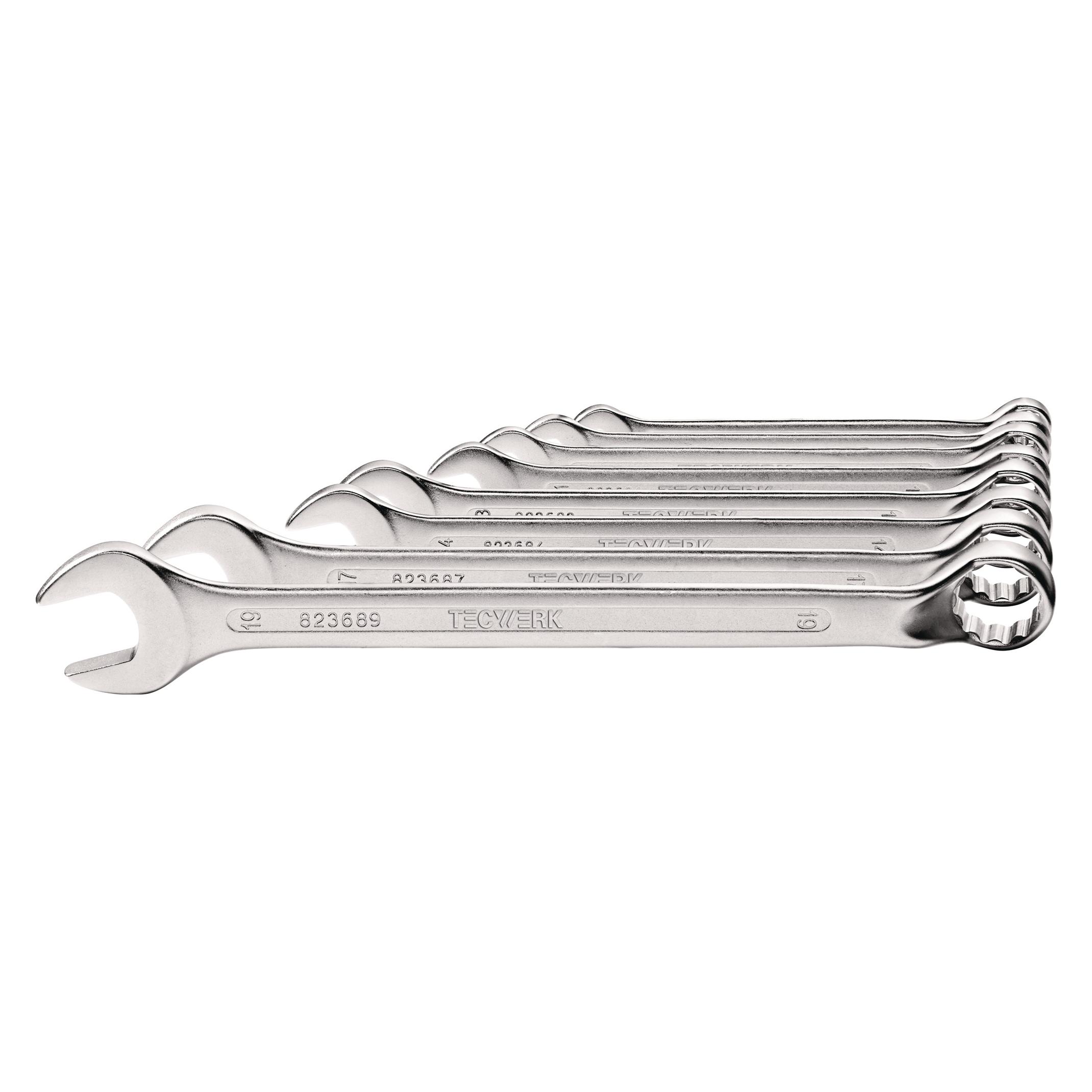 Tecwerk Ringmaulschlüsselsatz 8-teilig Schlüsselweite 8-19 mm Form B CV-Stahl (19 mm, 8 mm) (2000823700)