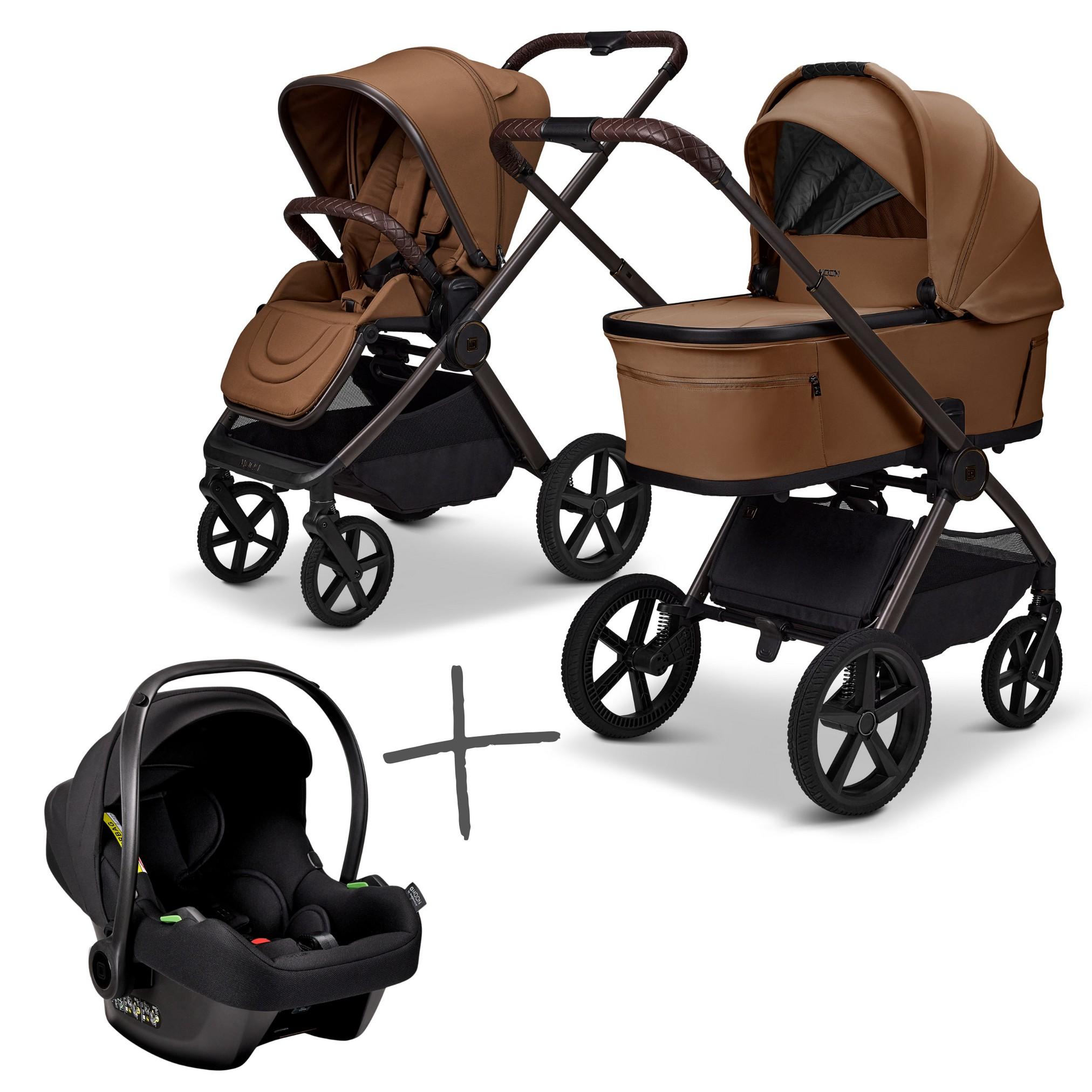 Moon Gio FOLD SET Kombi-Kinderwagen cognac inkl. Cosmo Babyschale