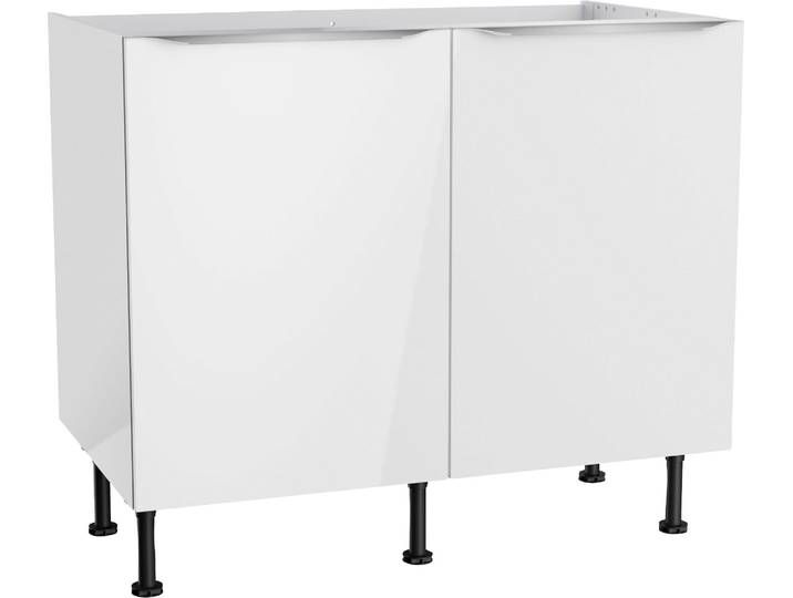 Spülenschrank KOCHSTATION KS-Aken , weiss (weiß hochglanz, weiß), B:100cm H:87cm T:58,4cm, Schränke, Spülenschrank