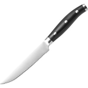 WAS Steakmesser 6 Stück, 12,5 cm Edelstahlklinge mit Wellenschliff, Kunststoffgriff