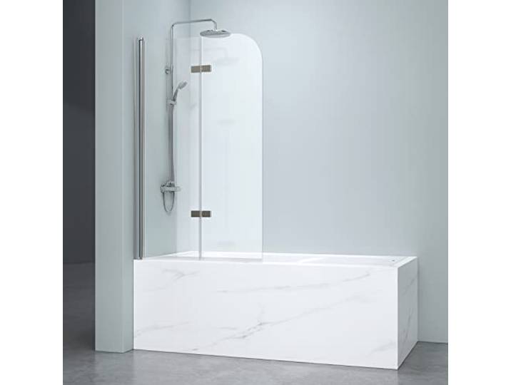 EMKE Faltbare Duschwand Badewanne 120x140cm NANO Beschichtung 6mm Badewannenaufsatz, Spritzschutz, Duschwand Für Badewanne, Glaswand Badewanne, Leicht Zu Reinigen, Inklusive Dichtungen