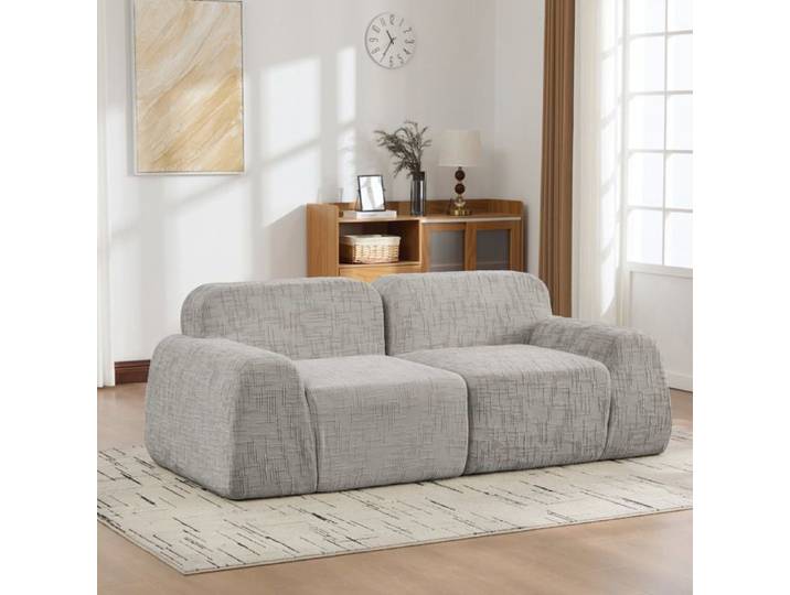 Canapé 2 places en Chenille Canapé modulable pour salon Sans montage 198x90x73cm Gris
