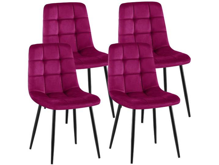 CLP Stuhl 4er Set Samt Lila, Metall, 45x84x55 cm, Esszimmer, Stühle