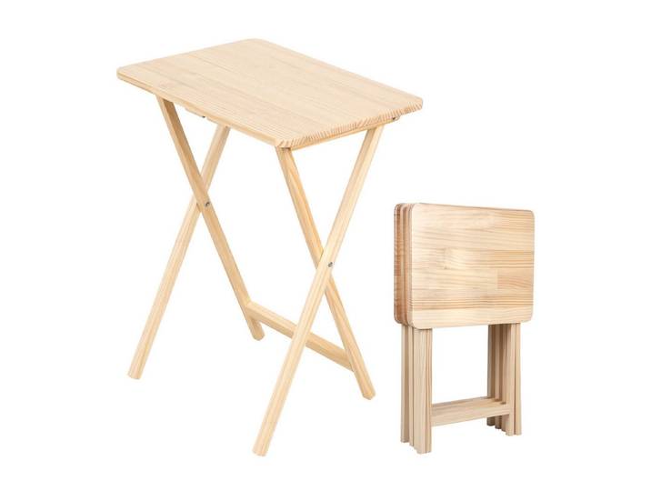 Rutaqian Klapptisch 4 Stück Klapptisch Klappbar Esstisch aus Massivholz gefertigt, klappbare Snack-Tische für kleine Räume 19 x 14,5 x 26 Zoll