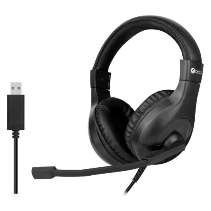 C-Tech PC headphones MHS-05U, USB black (Kabelgebunden, USB-A) (MHS-05U)