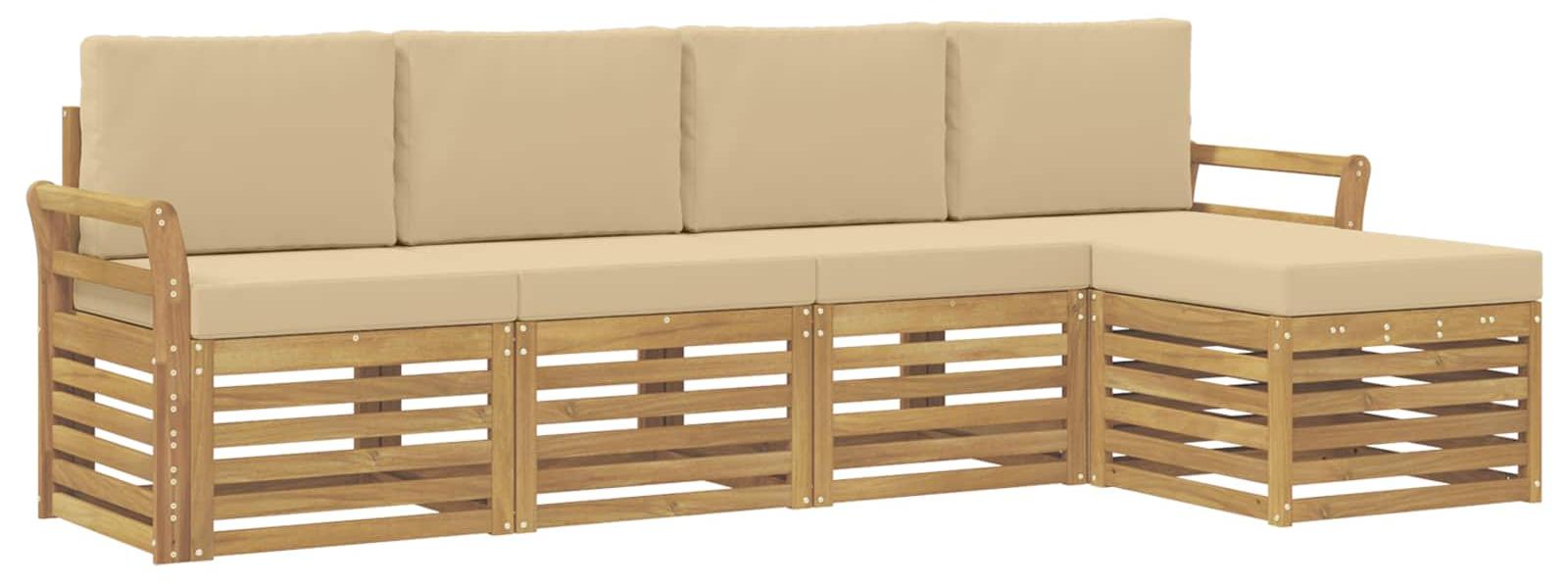 Garnitur aus 5 Gartenmöbeln, bestehend aus Sofas, in Beige und aus Polyester
