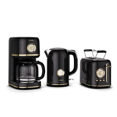Victoria Frühstücksset | Toaster, Wasserkocher, Kaffeemaschine | 12 Tassen Schwarz Klarstein