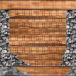 zaun|zu® Sichtschutzstreifen Holz & Bruchstein - Bedruckter Sichtschutz 2,5m x 1,8m