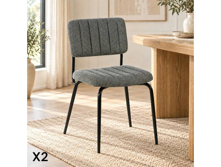 Chaise en tissu design vintage (lot de 2) FAIRLIE - Gris