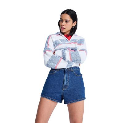 Shorts ROXY "Offshore Mid Ocean Blue", Damen, Gr. 25 (XXS), Normalgrößen, blau (ocean blau), Obermaterial: 74% Baumwolle, 25% Recycled Baumwolle, 1% Elasthan., Hosen Shorts