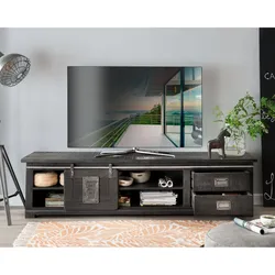 3S Frankenmöbel »Cosma« Massivholz TV Board II grau